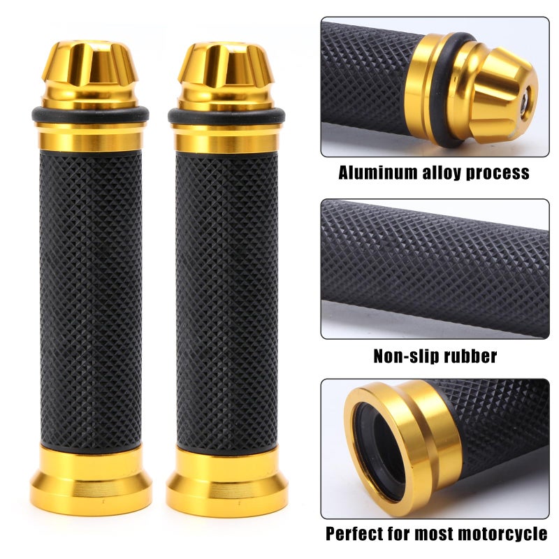 Rich Choices Universal Pair of 7/8" 22mm Rubber Handlebar Hand Grip Bar End for Motorcycle Bike Cafe Racer - Image 2